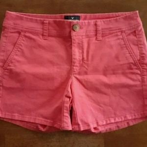 American Eagle Coral Pink Cotton Shorts Size 4